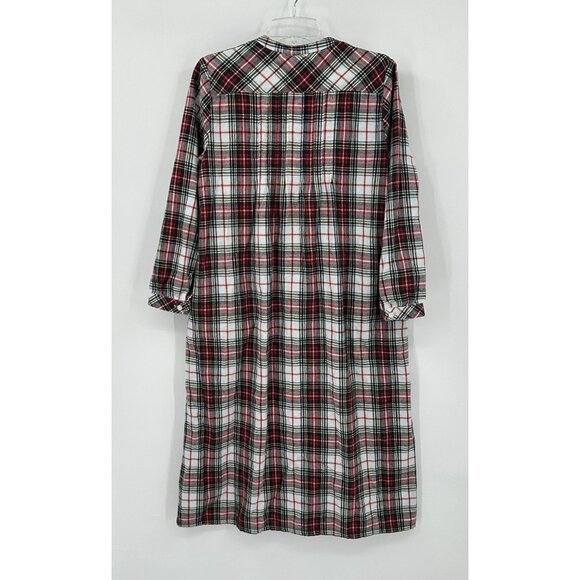 LL BEAN flannel nightgown 100% cotton plaid holiday winter pockets petite XSP - Picture 4 of 7